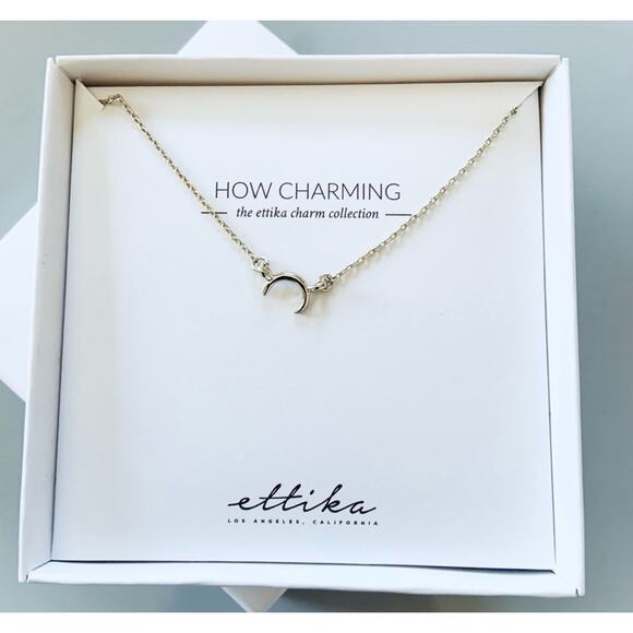 Ettika Silver Chain Delicate Necklace Moon Thin Design Jewelry NEW IN BOX - Picture 1 of 7